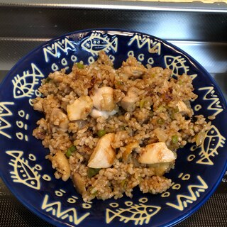 鶏肉とニンニクの芽のケイジャン炒飯^_^